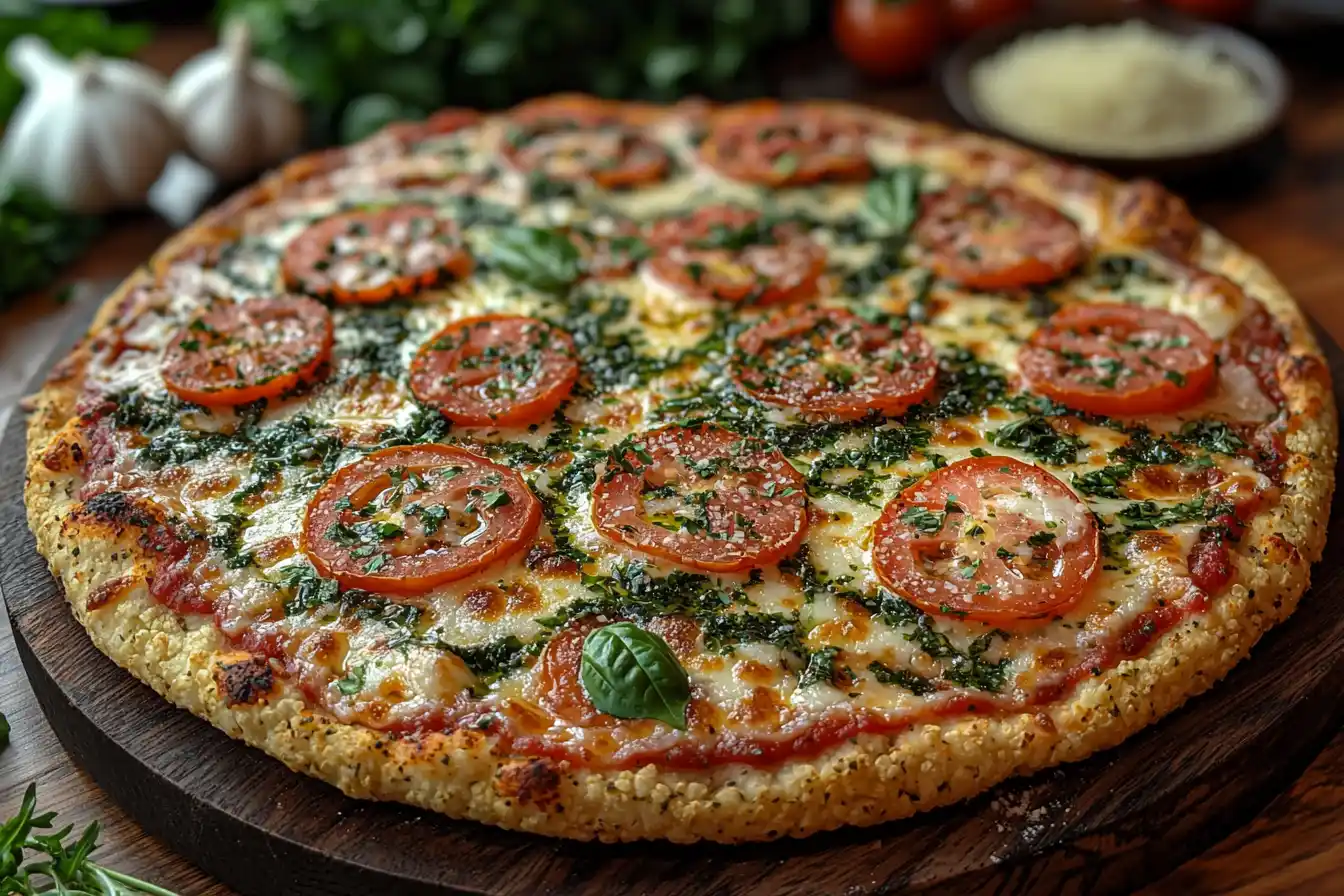 healthy breakfast bowls Healthy pizza recipes with a cauliflower crust topped with mozzarella, fresh basil, and cherry tomatoes.